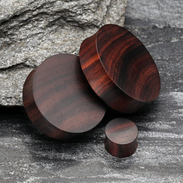 Detail View 1 of A Pair of Rosewood Double Flared Plug-Orange/Brown